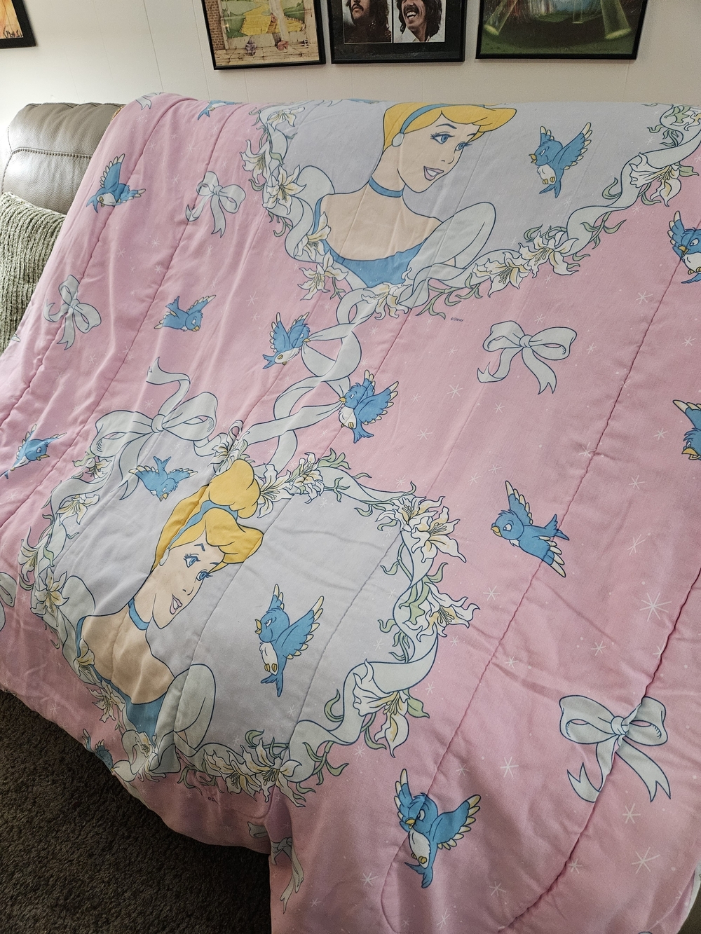 Disney Pink and Blue Cinderella Quilted Comforter